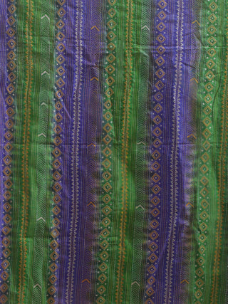 Royal Blue & Emerald Green Tie-Dye Tussar Silk Dupatta with Geometric Kantha Embroidery