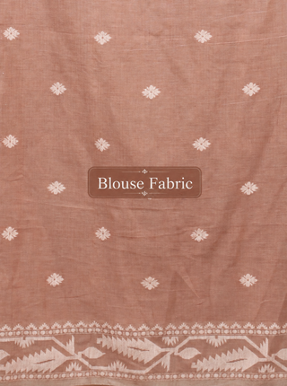 Dusty Rose Pure Cotton Bengal Jamdani Power Loom Saree