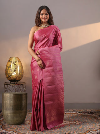 Rose Pink Pure Kanchipuram Soft Silk Saree