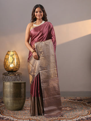 Dusty Rose Pure Kanchipuram Soft Silk Saree