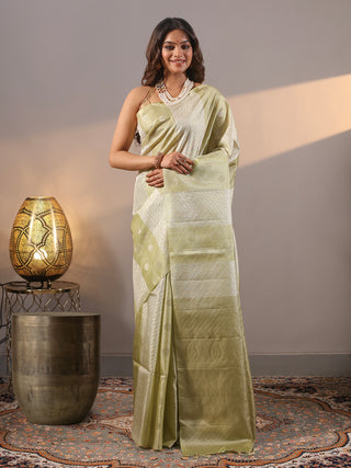 Pistachio Green Pure Kanchipuram Soft Silk Saree