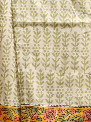 Pastel Green Sanganeri Cotton Suit with Kantha Embroidery and Kota Dupatta