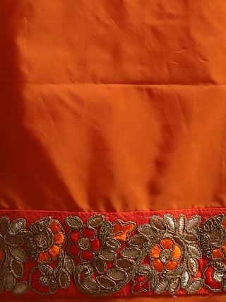 Sunset Orange Viscose Georgette Kurta Set with Hand Zardozi Embroidery & Chiffon Dupatta