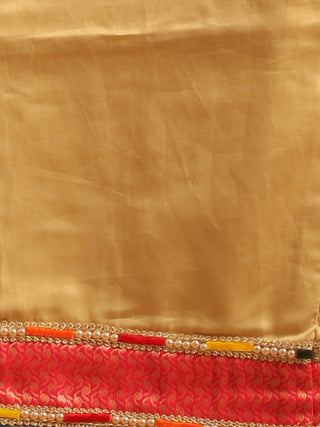 Golden Beige Cotton Silk Kurta Set with Hand Zardozi Work & Paithani Dupatta