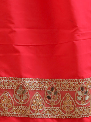 Coral Rose Viscose Georgette Kurta Set with Intricate Zardozi Embroidery & Chiffon Dupatta
