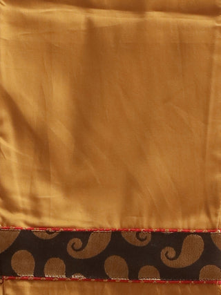 Golden Beige Cotton Silk Kurta Set with Hand Zardozi Work & Black Banarasi Katan Dupatta