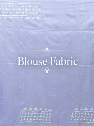 Lavender Blue Pure Tussar Silk Saree with Hand Gujarati Embroidery