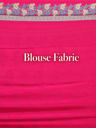 Rani Pink Banarasi Pure Handloom Chiffon Saree with Floral Weaves