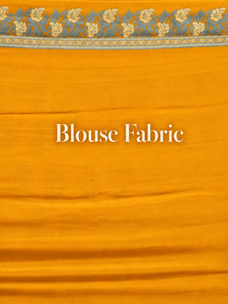 Mustard Yellow Banarasi Pure Chiffon Handloom Saree with Floral Border and Pallu