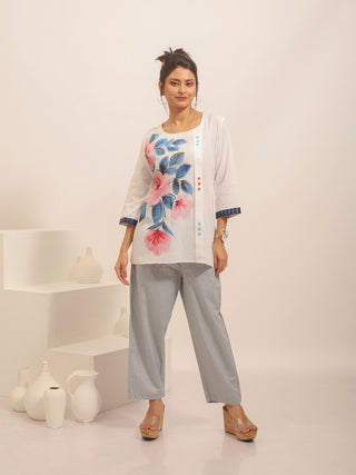 Grey Relaxed Fit Pure Cotton Pants
