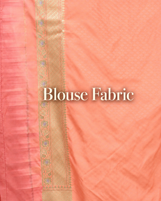 Peach Banarasi Semi Katan Silk Saree with Floral Zari Weaves