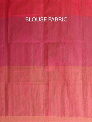 Pure Matka Silk Saree With Three-Tone Blue Body And Magenta Muslin Pallu With Paisleys