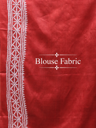 Charcoal Black & Multicolour Half-and-Half Pure Tussar Silk Saree with Hand Gujarati Embroidery