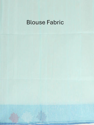 Light Sky Blue Pure Cotton Hand Woven Dhakai Jamdani Saree With Blouse Piece