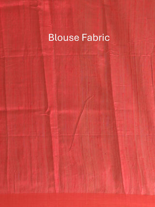 Teal And Carmine Red Bhagalpuri Handwoven Pure Dupion Silk Saree