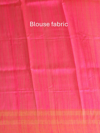 Golden Yellow And Fuchsia Bhagalpuri Handwoven Pure Dupion Silk Saree