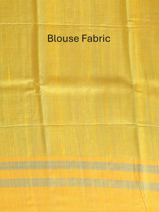 Emerald Green Bhagalpuri Handwoven Pure Dupion Silk Saree With Lemon Yellow Border