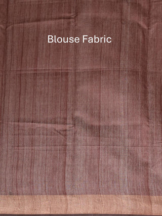 Bronze Colour Bhagalpuri Handwoven Pure Dupion Silk Saree With Fuchsia And Wine Coloured Pallu