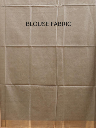Light Grey Kota Viscose Saree With Golden Border