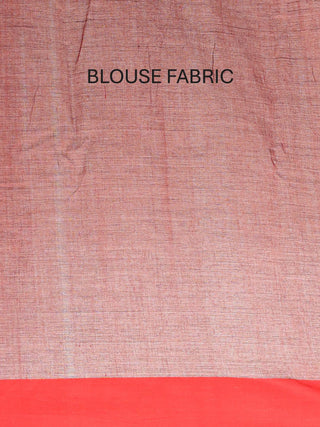 Navy Blue And Red Bengal Handloom Cotton Saree With Geometric Weaves