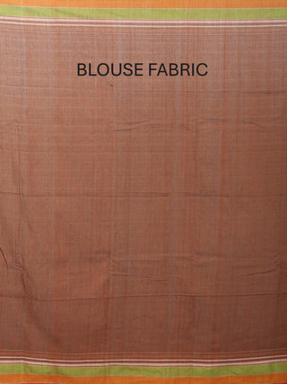 Brown Bengal Handloom Cotton Saree With Multicolour Border And Bhujodi Inspired Weaves