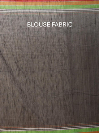 Black Bengal Handloom Cotton Saree With Multicolour Border And Bhujodi Inspired Weaves