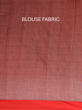 Bottle Green And Red Bengal Handloom Khadi Cotton Saree With Geometric Weaves