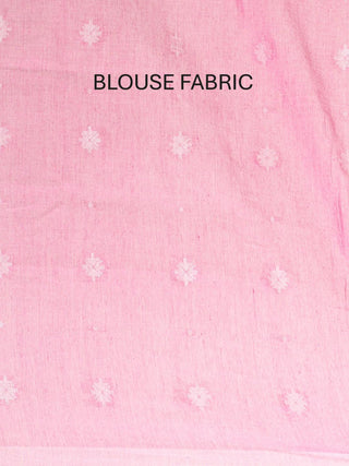 Pink Fulia Handloom Cotton Saree With White Butis On The Body And Pallu