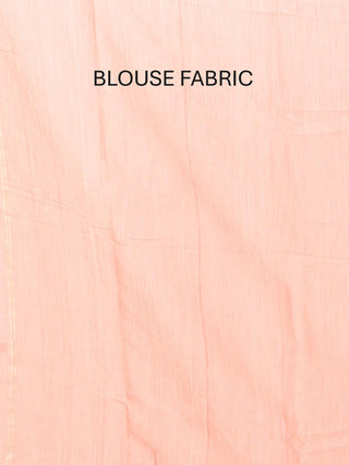 Peach Fulia Handloom Mul Cotton Saree With Light Peach Piping Border And Jamdani Butis