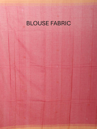 Tomato Red Fulia Handloom Mul Cotton Saree With Sandal Piping Border And White Jamdani Butis