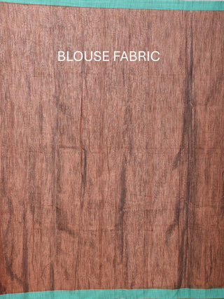 Copper Colour Tissue Khadi Cotton Saree With Turquoise Border And Multicolour Weaves