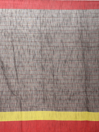 Black Bengal Handloom Cotton Saree with Handwoven Temple Design