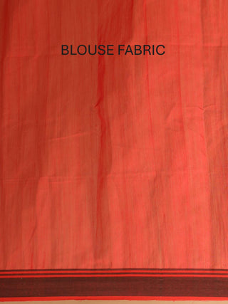 Red And Black Bengal Handloom Cotton Silk Saree With Jamdani Pallu