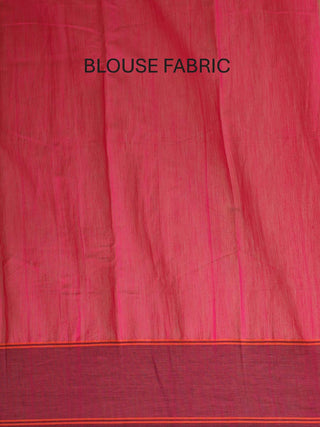 Teal Blue Bengal Handloom Cotton Silk Saree With Magenta Jamdani Pallu
