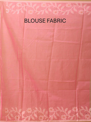 Lotus Pink Bengal Muslin Saree with Off-White Floral Weaves