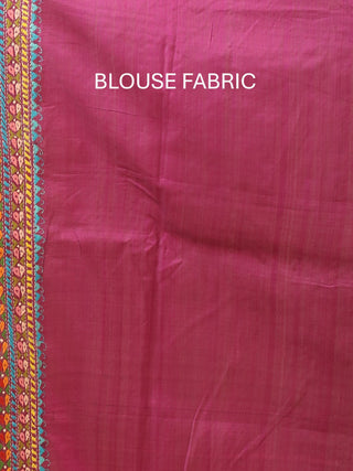 Purple Colour Pure Bishnupur Katan Silk Saree With Hand Kantha Embroidery