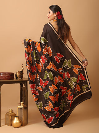 Black Base Pure Murshidabad Silk Saree with Butterfly Motifs