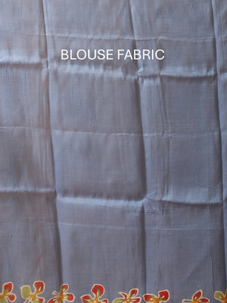 Blue Base Murshidabad Silk Saree with Cream Pallu and Floral Motifs