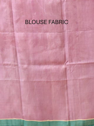 Off-White and Mauve Half and Half Murshidabad Silk Saree With Hand Batik