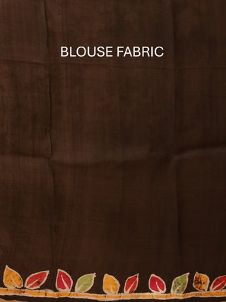 Off-White Base Murshidabad Silk Saree with Lotus Flowers In Hand Batik