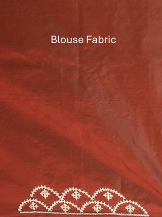 Maroon Blended Bangalore Silk Sari With Gujarati Hand Embroidery
