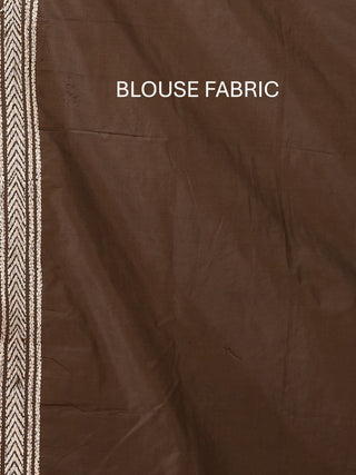 Black Blended Bangalore Silk Saree with Hand Kantha Work and Off-White Cord Piping
