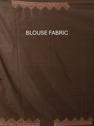 Black Blended Bangalore Silk Saree with Hand Kantha Embroidery