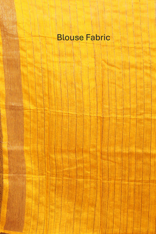 Royal Blue And Yellow Banaras Handloom Dupion Silk Saree