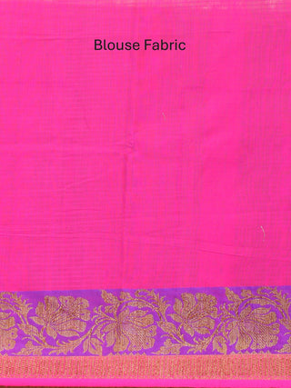 Turquoise And Magenta Banaras Handloom Dupion Silk Saree