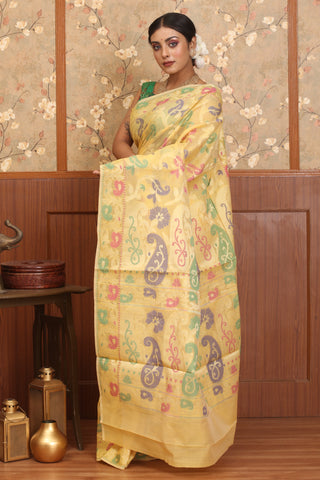 Yellow Colour Kota Patola Banarasi With Multicolour Weaves