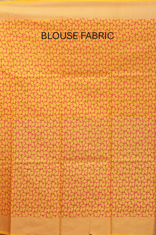 Yellow Supernet Banarasi With Folk Inspired Printed Border