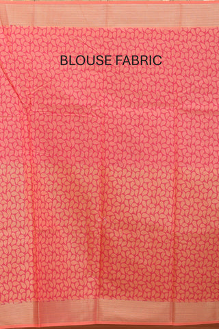 Sunset Pink Supernet Banarasi With Folk Inspired Printed Border