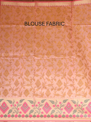Pink Supernet Banarasi With Jamdani Inspired Weaves And Moonga Paithani Border