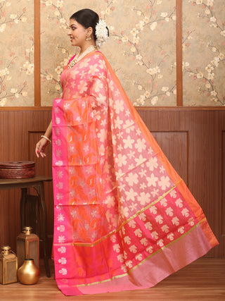 Pink Mercerised Cotton Banarasi With Grand Body Border Pallu